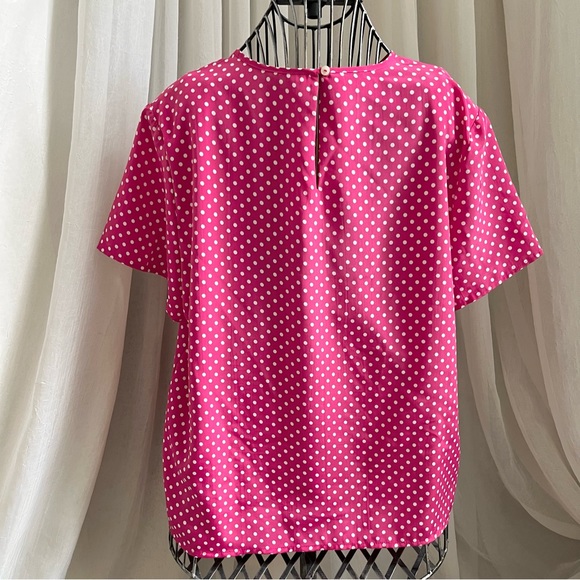 Vintage 90s Hana Sung Pink and White Polka Dot Top - Picture 3 of 13